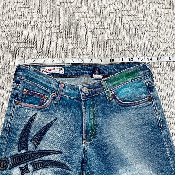 Red Engine painted flare jeans - Picture 10 of 12